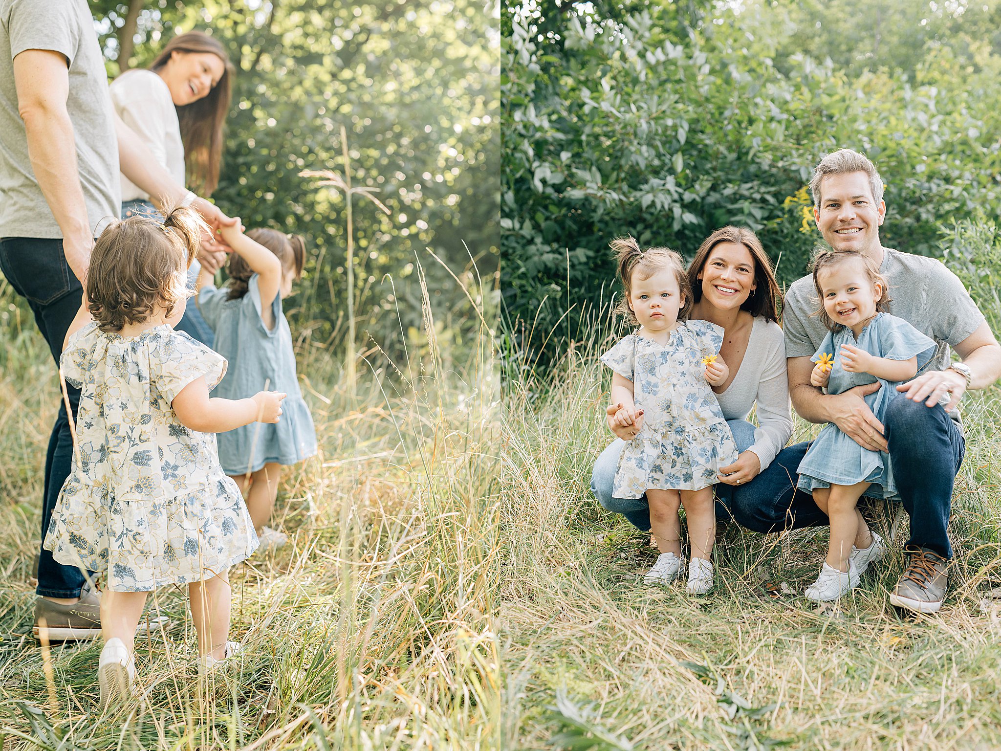 Family pictures with twins with smiling family