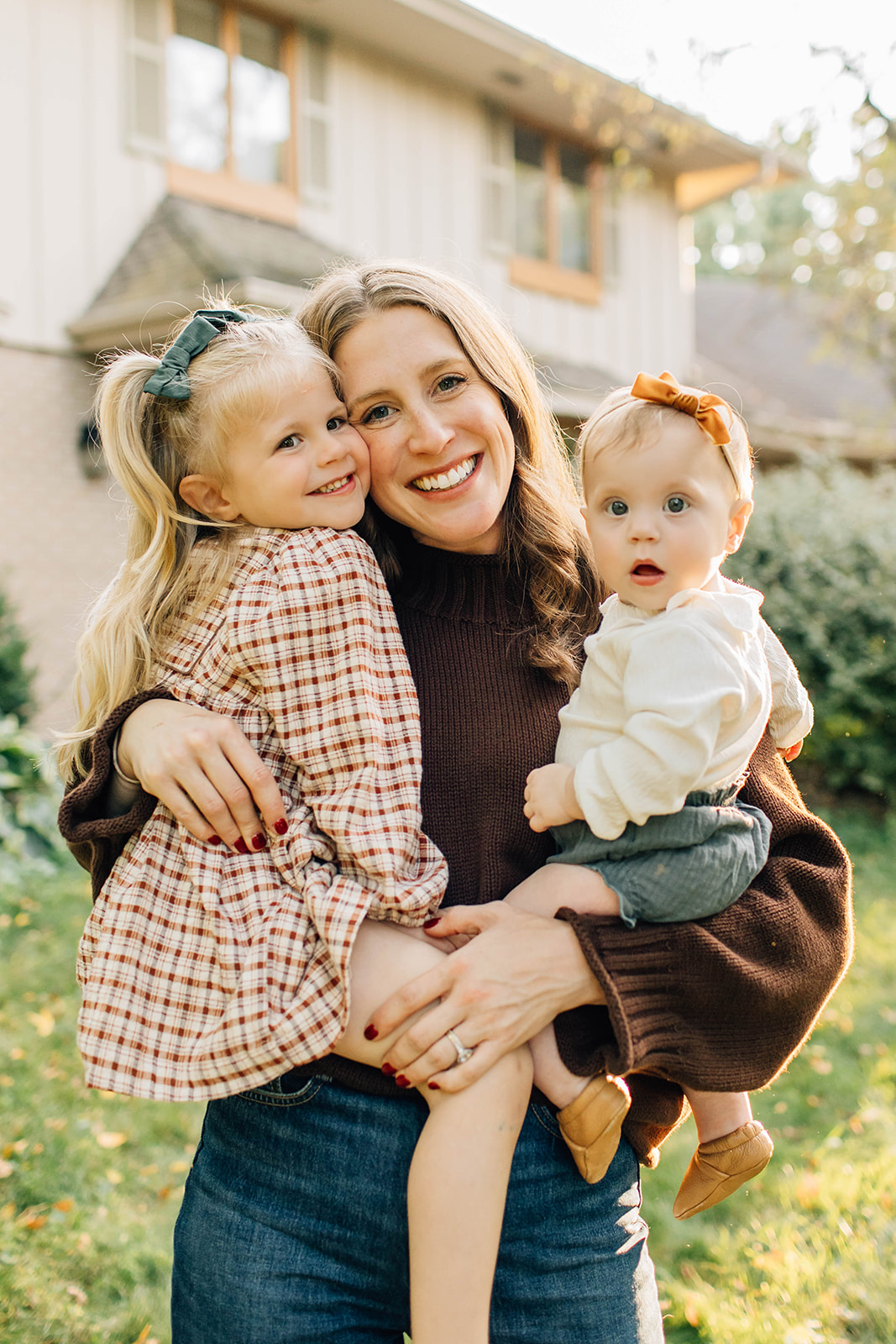 At Home Family Photography with Mom and Daughters During Fall in MN