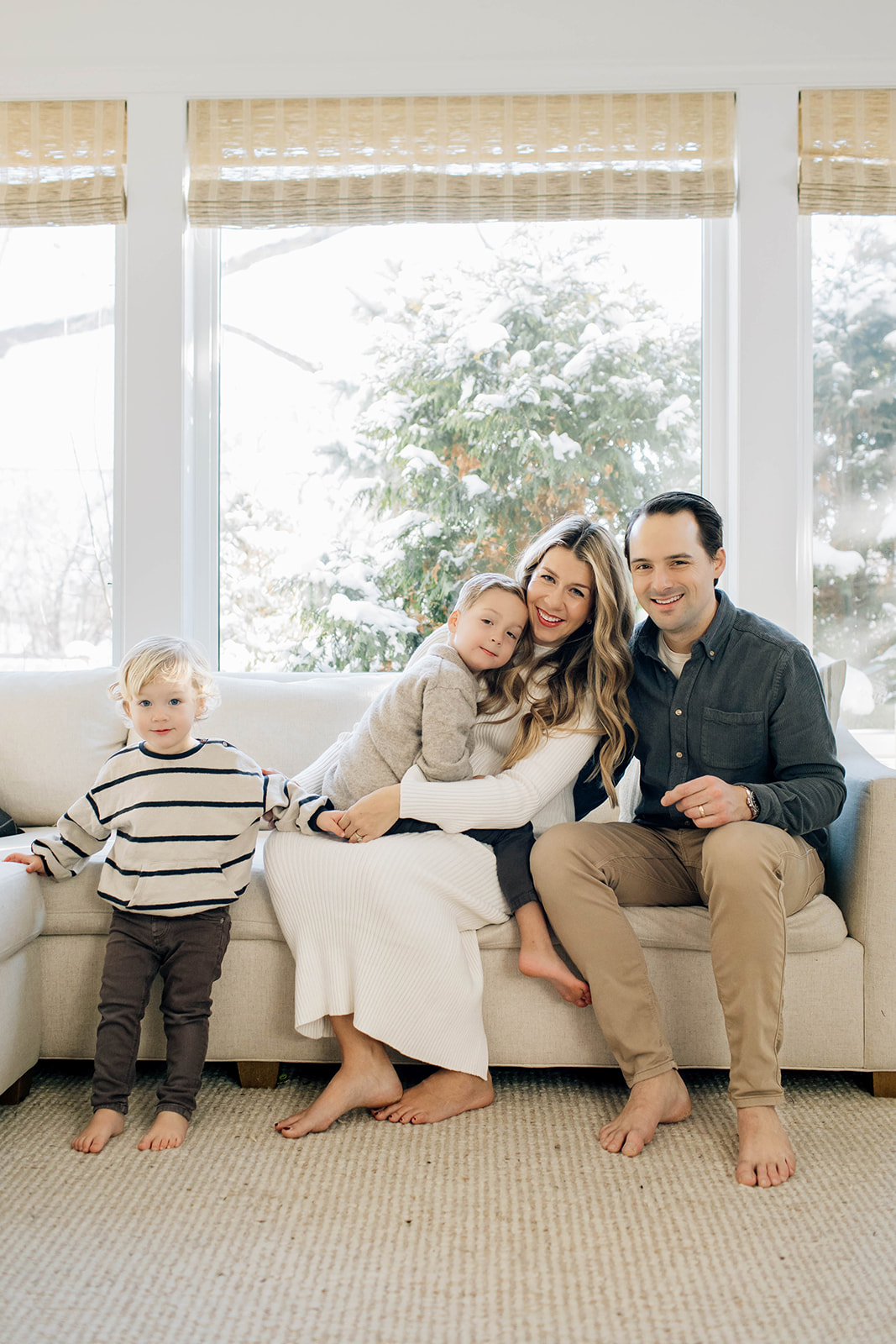 At Home Family Photoshoot, Family Gathered on Couch