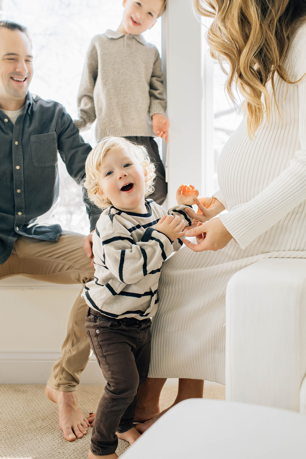 Toddler Boys Playing and Having Fun with Parents During Edina Photoshoot